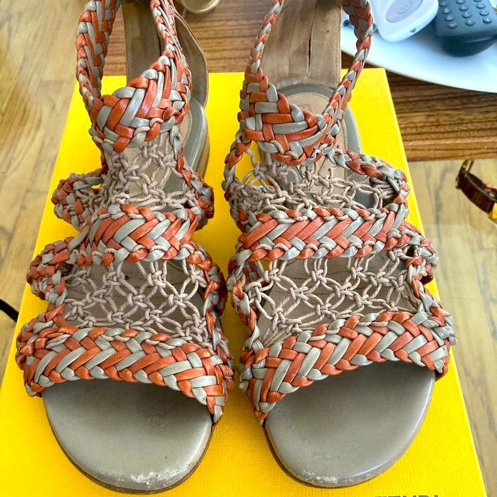 Celebrity Stylist Archive | Rare Fendi Basket Woven Sandals Size 36